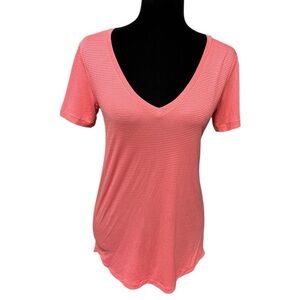 Lululemon Top in Peach/Coral Shade with Grey Stitching
